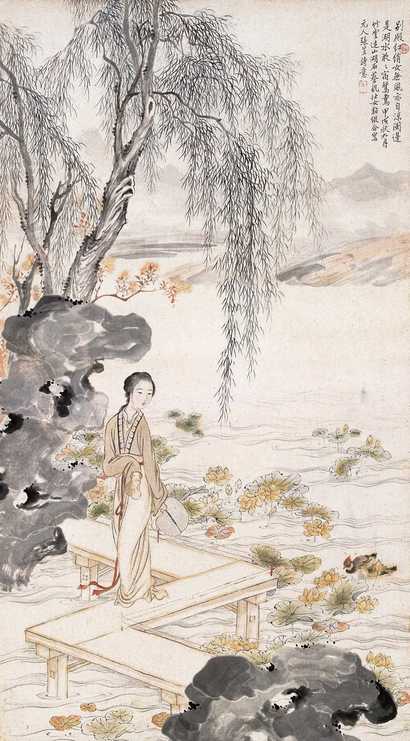 蔡铣 1934年作 柳岸临风 立轴